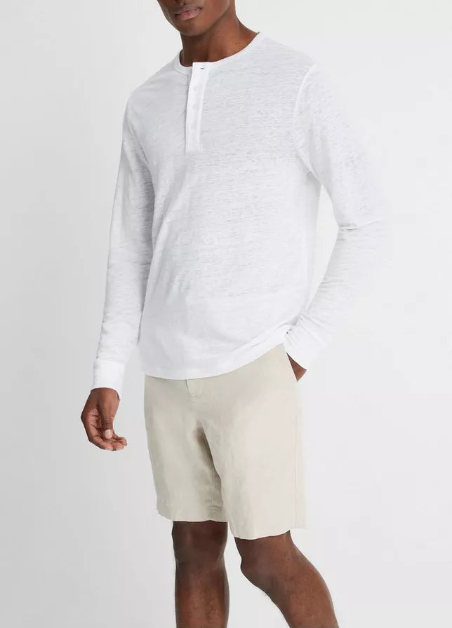 Linen Long Sleeve Henley - Oak Hall