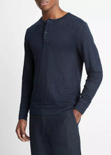 Linen Long Sleeve Henley - Oak Hall