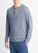 Linen Long Sleeve Henley - Oak Hall