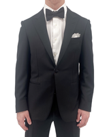 Black Wool Peak Lapel Tuxedo - Oak Hall